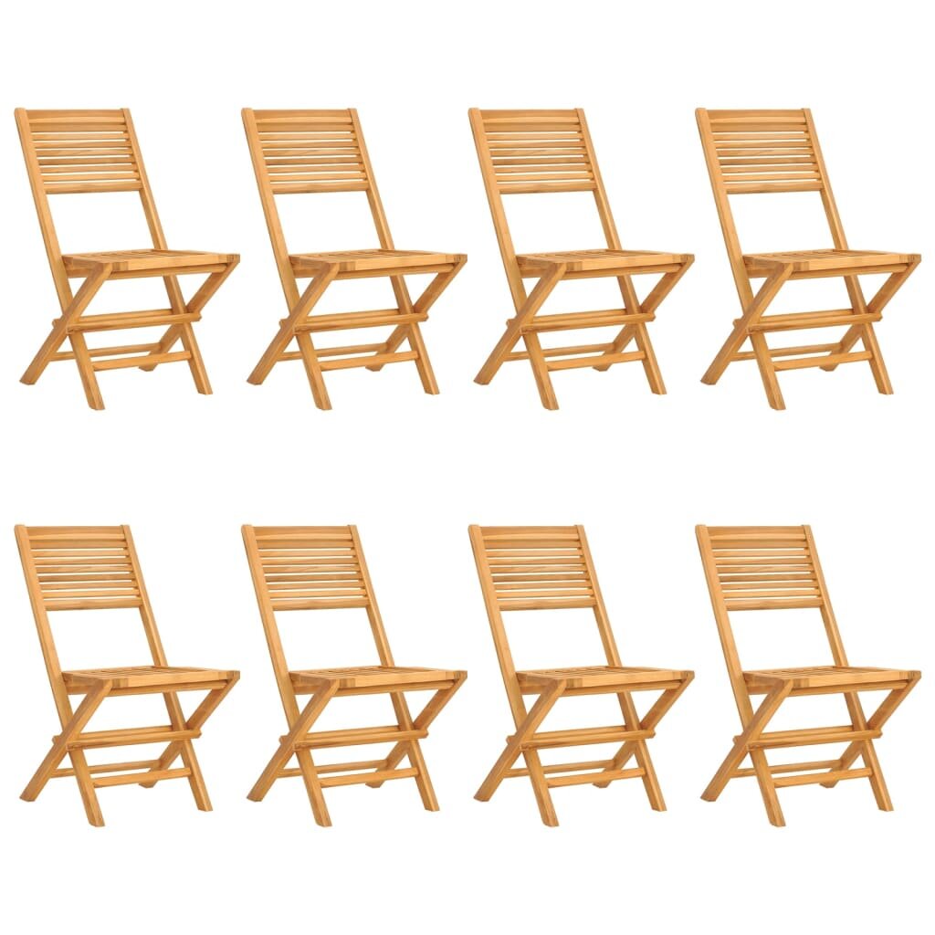 vidaXL Sulankstomos sodo kėdės, 8vnt., 47x62x90cm, tikmedžio masyvas kaina ir informacija | Lauko kėdės, foteliai, pufai | pigu.lt