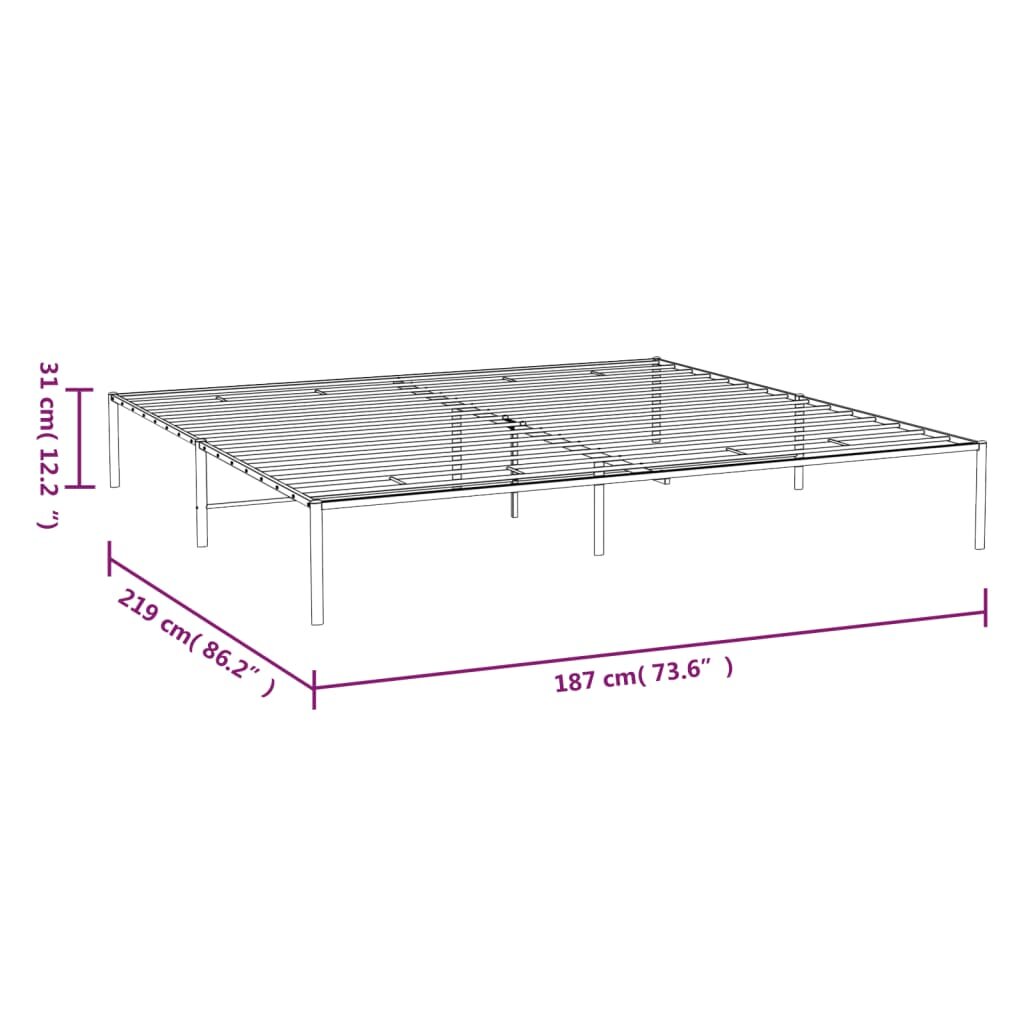 vidaXL Metalinis lovos rėmas, juodos spalvos, 183x213cm kaina ir informacija | Lovos | pigu.lt