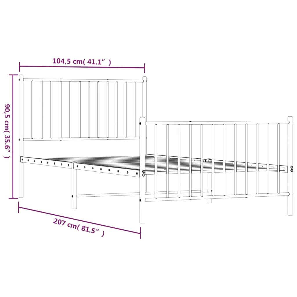 Lovos rėmas vidaXL, 100x200 cm, juodas kaina ir informacija | Lovos | pigu.lt