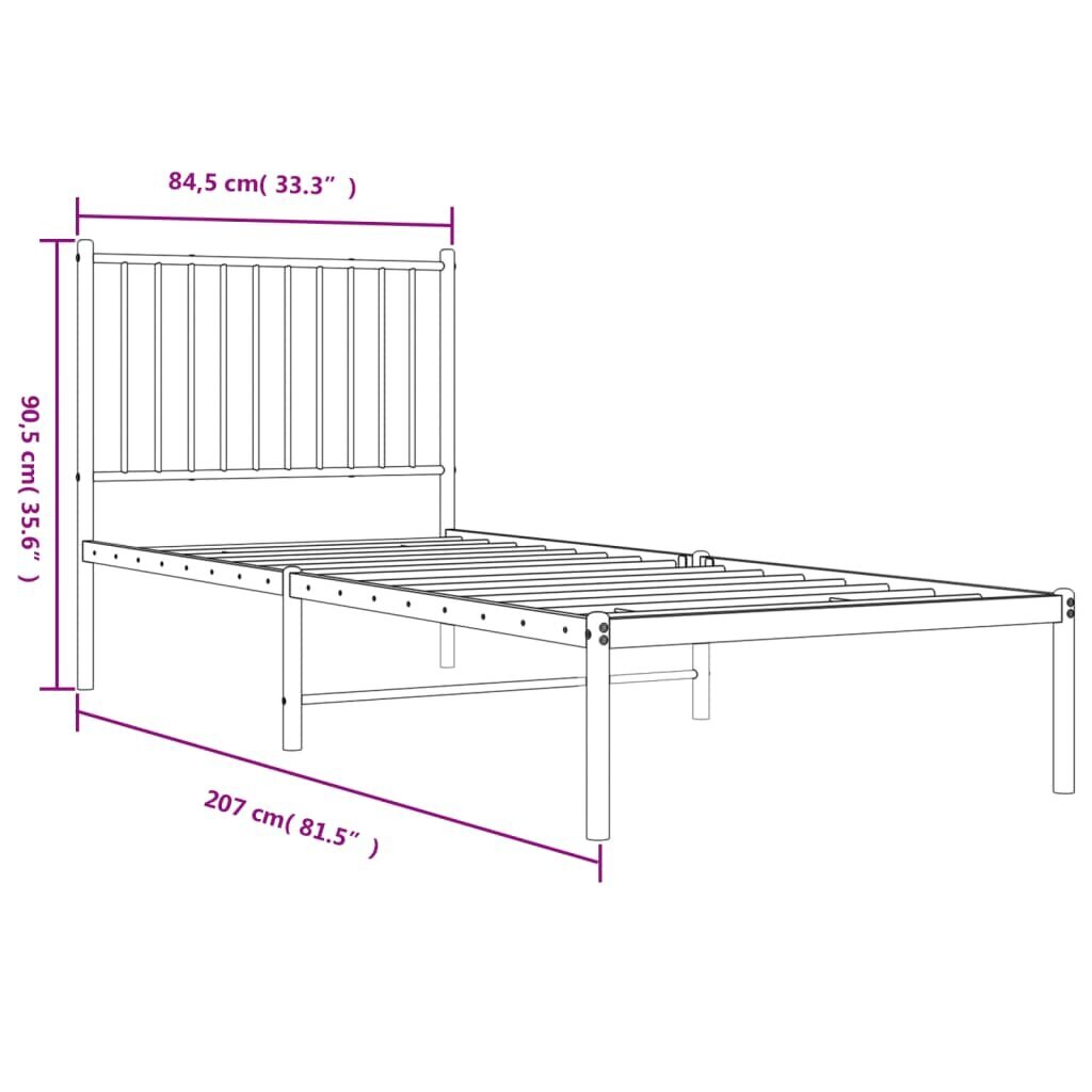 Lovos rėmas vidaXL, 80x200 cm, baltas kaina ir informacija | Lovos | pigu.lt