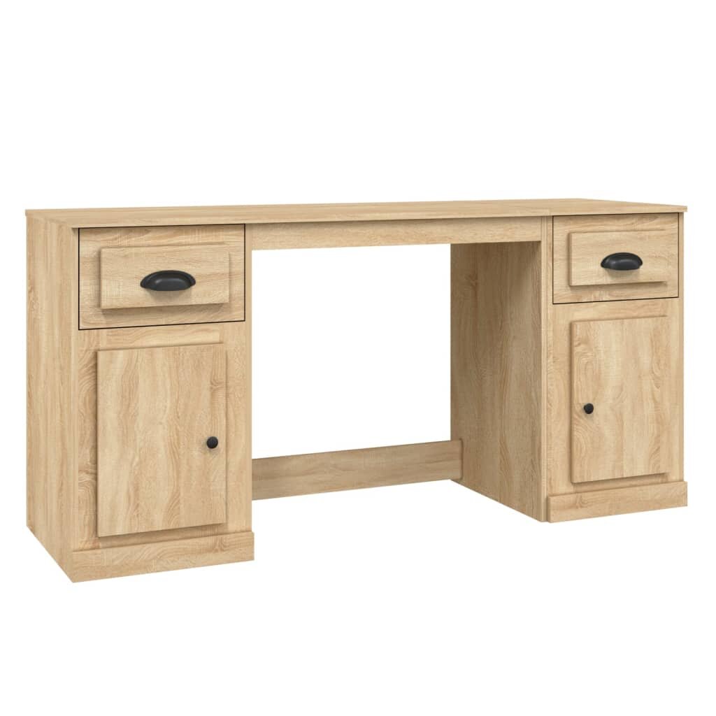 vidaXL Rašomasis stalas su spintele, ąžuolo spalvos, apdirbta mediena kaina ir informacija | Kompiuteriniai, rašomieji stalai | pigu.lt