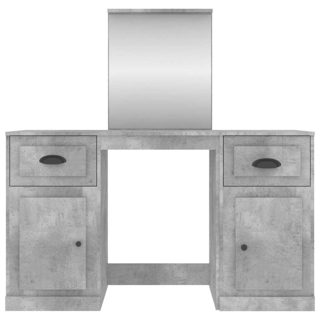 vidaXL Kosmetinis staliukas su veidrodžiu, betono, 130x50x132,5cm kaina ir informacija | Spintelės prie lovos | pigu.lt