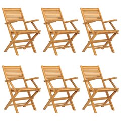 vidaXL Sulankstomos sodo kėdės, 6vnt., 55x62x90cm, tikmedžio masyvas kaina ir informacija | Lauko kėdės, foteliai, pufai | pigu.lt
