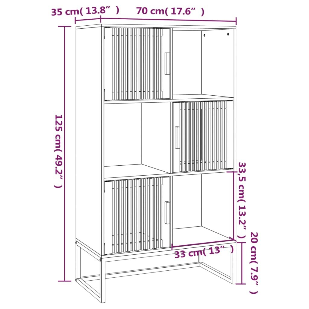 vidaXL Komoda, juodos spalvos, 70x35x125cm, apdirbta mediena kaina ir informacija | Svetainės spintelės | pigu.lt