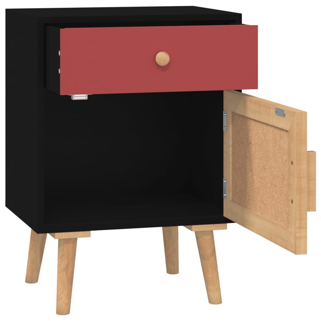 vidaXL Naktinės spintelės, 2vnt., juodos, 40x30x55cm, apdirbta mediena kaina ir informacija | Spintelės prie lovos | pigu.lt