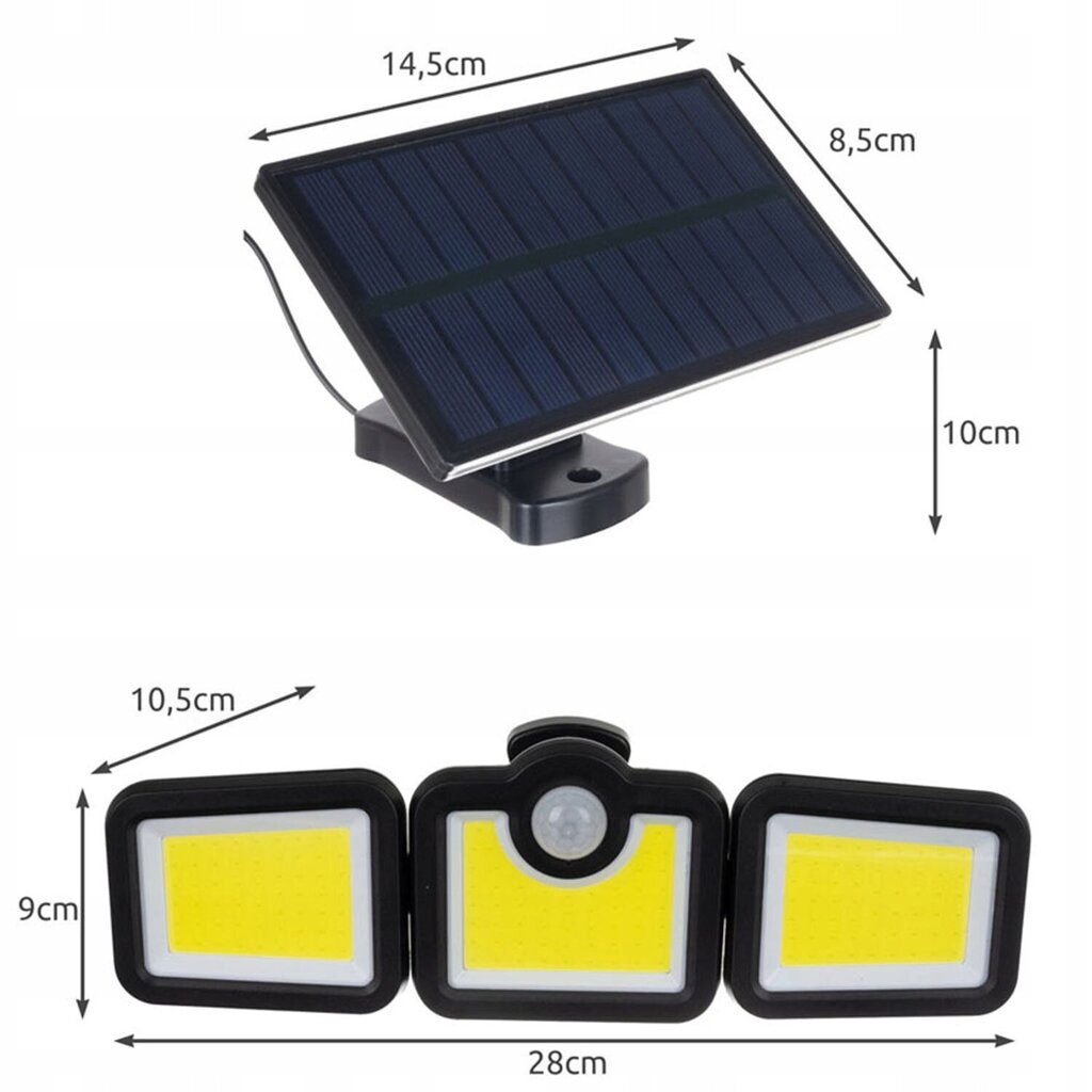 Lauko LED šviestuvas su saulės kolektoriumi ir nuotolinio valdymo pulteliu 108 COB kaina ir informacija | Lauko šviestuvai | pigu.lt
