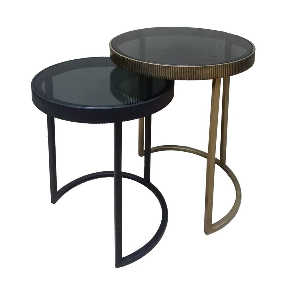 2 - jų šoniniu staliukų komplektas 40x40x56cm, juodas/auksinis kaina ir informacija | Kavos staliukai | pigu.lt