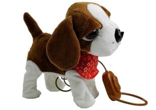 Interaktyvus šuo su pavadėliu, rudai baltas kaina ir informacija | Minkšti (pliušiniai) žaislai | pigu.lt