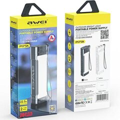 AWEI PowerBank P175K 20000mAh 22.5W czarny|black 2xUSB|PD + lampka LED цена и информация | Зарядные устройства Power bank | pigu.lt