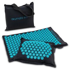 Akupunktūrinis kilimėlis su pagalvėle Akumata Eco, juodos ir turkio spalvos цена и информация | Аксессуары для массажа | pigu.lt