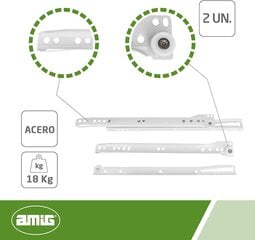 Kreiptuvai 24, 600 mm, balti, 2 kompl. kaina ir informacija | Kiti priedai baldams | pigu.lt