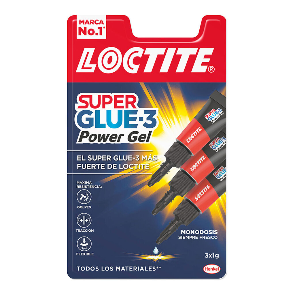 Super klijai Loctite Super Glue-3 Power Gel, 1 g, 3 vnt. kaina ir informacija | Klijai | pigu.lt