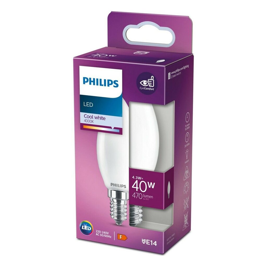 LED lemputė Philips E14 4,3 W kaina ir informacija | Elektros lemputės | pigu.lt