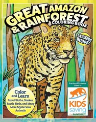 Great Amazon & Rainforest Coloring Book: Color and Learn About Sloths, Snakes, Exotic Birds and Many More Mysterious Animals kaina ir informacija | Knygos mažiesiems | pigu.lt