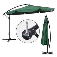 Садовый зонт с большой стрелой складной 3,4 м зеленый цена и информация | Зонты, маркизы, стойки | pigu.lt