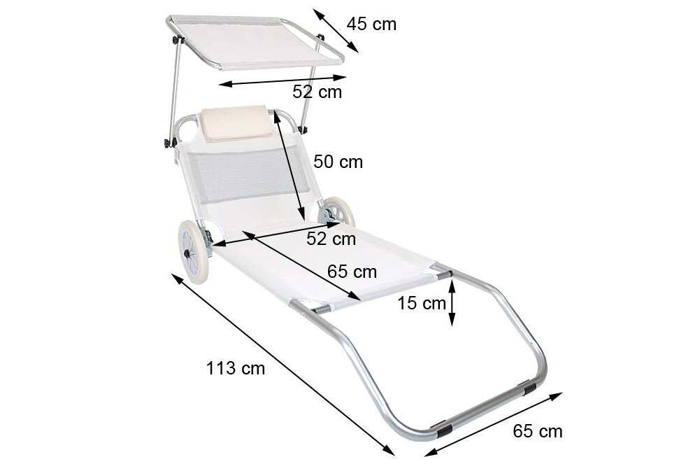 Paplūdimio gultas ant ratų 145x62x61cm, raudonas kaina ir informacija | Gultai | pigu.lt