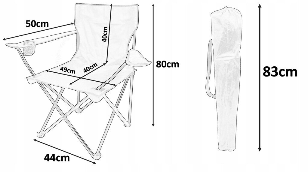 Sulankstoma kėdė, 50x50x80 cm, mėlyna kaina ir informacija | Lauko kėdės, foteliai, pufai | pigu.lt