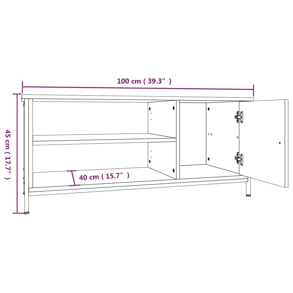 vidaXL Televizoriaus spintelė, juoda, 100x40x45cm, apdirbta mediena цена и информация | TV staliukai | pigu.lt