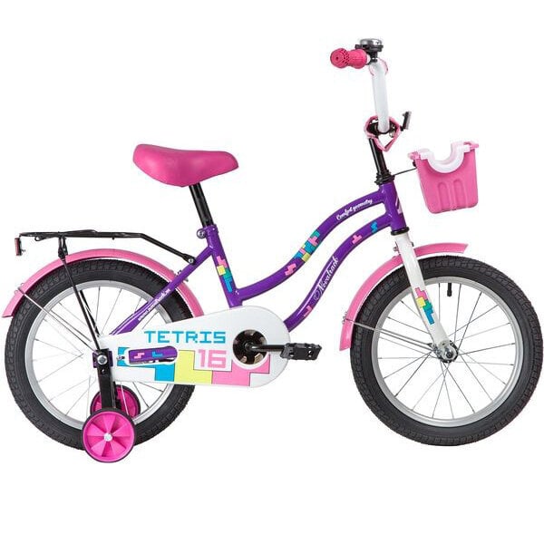 Vaikiškas dviratis NovaTrack Tetris, 16", violetinis kaina ir informacija | Dviračiai | pigu.lt