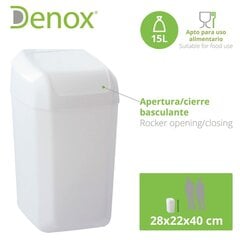 Мусорное ведро Denox Белый 15 L (28 x 22 x 40 cm) цена и информация | Мусорные баки | pigu.lt