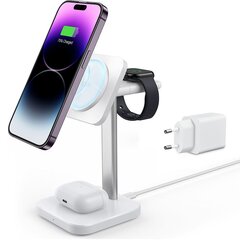 ESR HALOLOCK 3IN1 Watch MAGNETIC MAGSAFE WIRELESS CHARGER WHITE цена и информация | Зарядные устройства для телефонов | pigu.lt