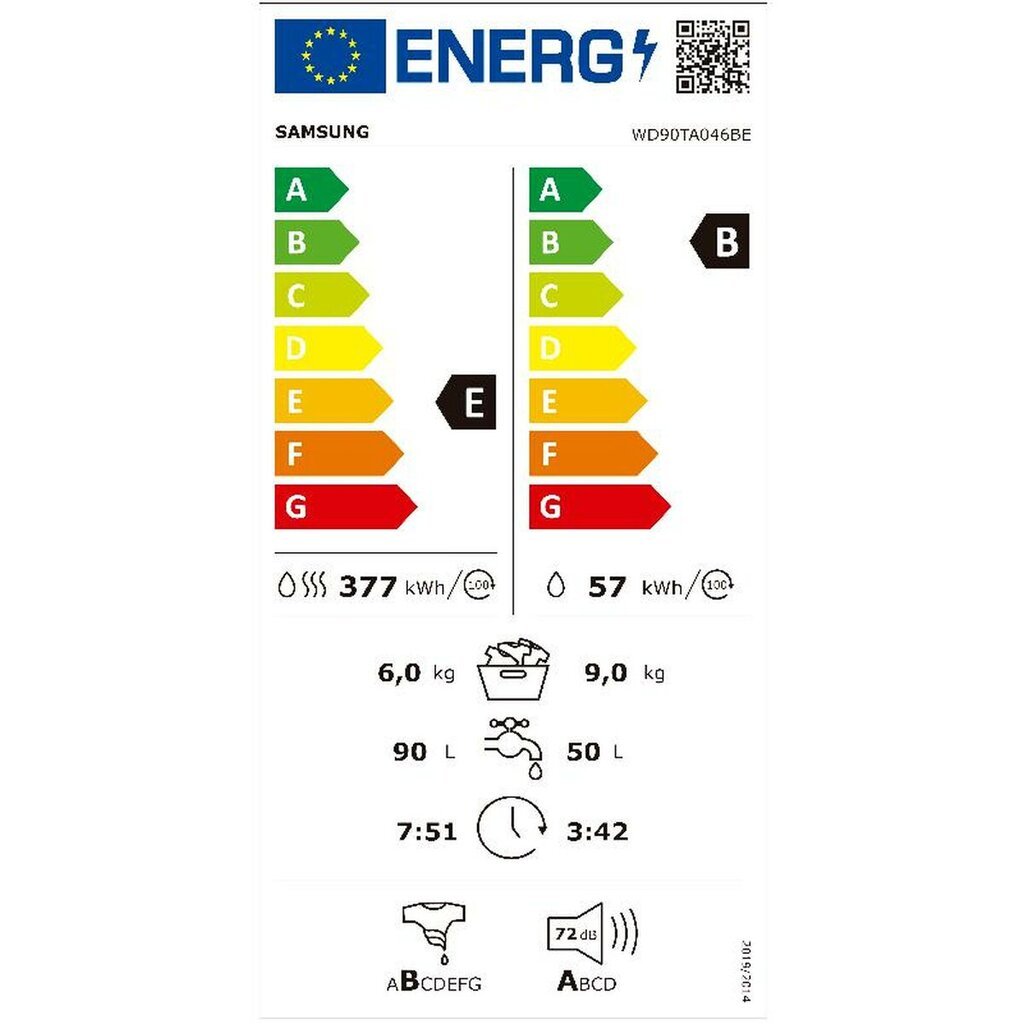 Samsung WD90TA046BE/EC kaina ir informacija | Skalbimo mašinos | pigu.lt