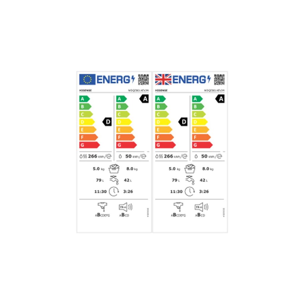 Hisense WDQE8014EVJM kaina ir informacija | Skalbimo mašinos | pigu.lt