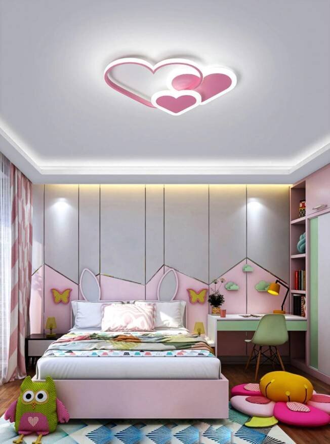 Syntron vaikiškas LED lubinis šviestuvas Pink Hearts kaina ir informacija | Vaikiški šviestuvai | pigu.lt