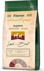 Fitmin Dog Nutritional Programme Medium Maxi Puppy vidutinių veislių šuniukams su ėriena ir jautiena, 12 kg kaina ir informacija | Sausas maistas šunims | pigu.lt