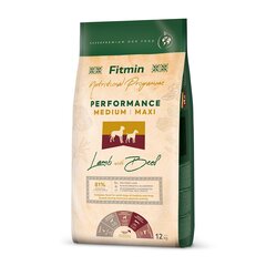 Fitmin Dog Nutritional Programme Medium Maxi Performance suaugusiems vidutinių ir didelių veislių šunims su ėriena ir jautiena, 12 kg kaina ir informacija | Sausas maistas šunims | pigu.lt