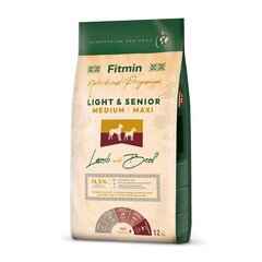 Fitmin Dog Nutritional Programme Medium Maxi Light Senior vyresniems vidutinių ir didelių veislių šunims su ėriena ir jautiena, 12 kg kaina ir informacija | Sausas maistas šunims | pigu.lt