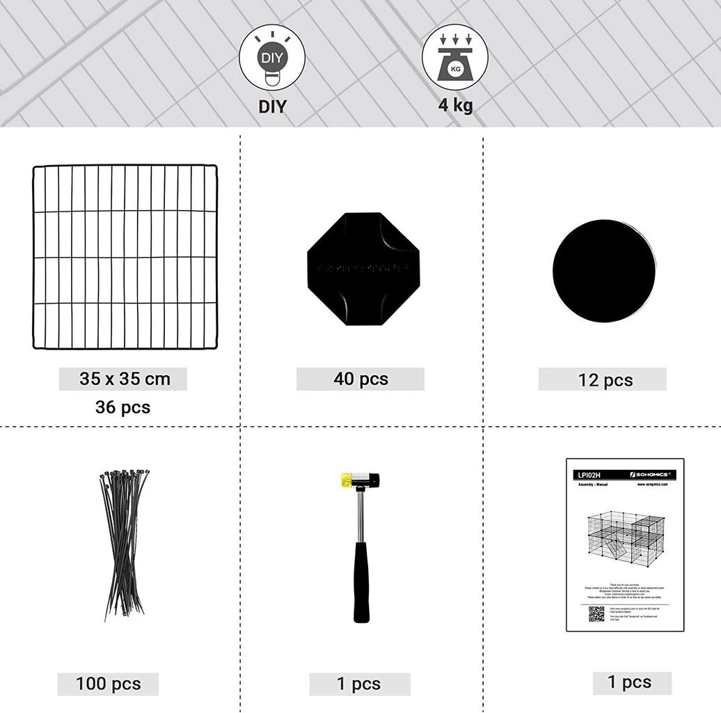 2 pakopų narvas mažiems gyvūnams Songmics, 143x73x71cm kaina ir informacija | Graužikų ir triušių narvai, jų priedai | pigu.lt