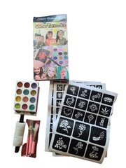 Laikinų tatuiruočių rinkinys Glitter Tattoo Kit, 121 vnt. kaina ir informacija | Makiažo šepetėliai, kempinėlės | pigu.lt