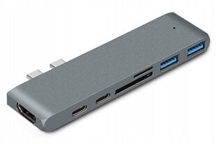 Adapteris CO2 7in1 USB-C, USB-A, HDMI 4K, USB-C, Thunderbolt 3, microSD/SD kaina ir informacija | Adapteriai, USB šakotuvai | pigu.lt