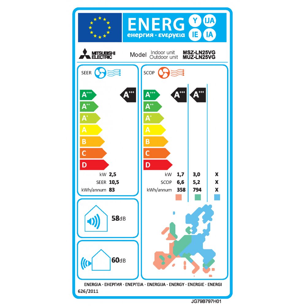 Oro kondicionierius Mitsubishi Electric MSZ-LN25VGB, 2.5/3.2kW цена и информация | Kondicionieriai, šilumos siurbliai, rekuperatoriai | pigu.lt