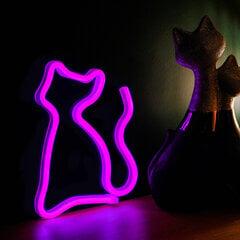 Neon LED Light CAT pink Bat + USB FLNEO4 Forever Light kaina ir informacija | Детали интерьера | pigu.lt