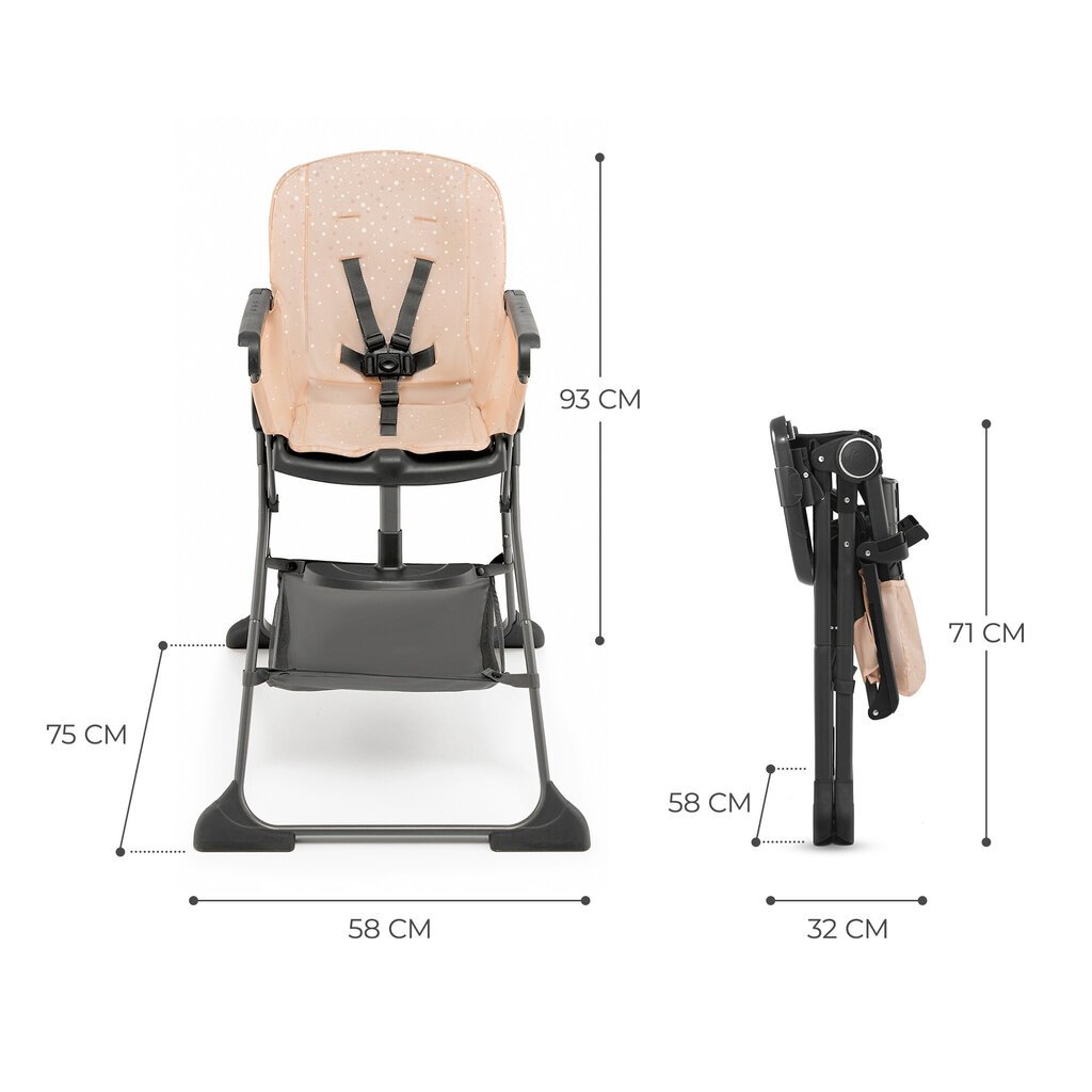 Maitinimo kėdutė Kinderkraft Foldee, Pink kaina ir informacija | Maitinimo kėdutės | pigu.lt