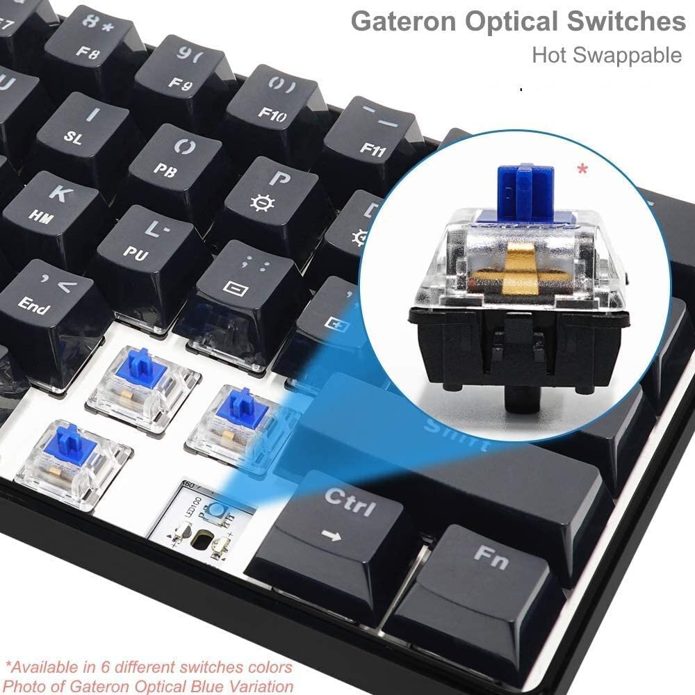 Механическая клавиатура HK GAMING GK61 механическая клавиатура, QWERTY,  Gateron optical red switches, чёрная цена | pigu.lt