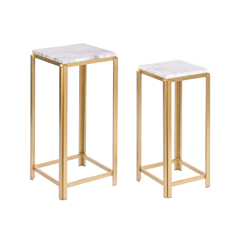 2-jų dalių šoninių staliukų komplektas DKD Home Decor, auksinis/baltas kaina ir informacija | Kavos staliukai | pigu.lt