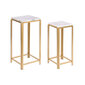 2-jų dalių šoninių staliukų komplektas DKD Home Decor, auksinis/baltas kaina ir informacija | Kavos staliukai | pigu.lt