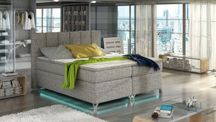 Кровать  Basilio LED, 140х200 см, серая цена и информация | Кровати | pigu.lt