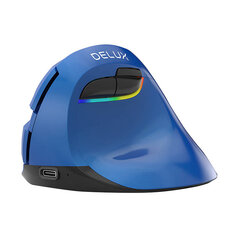 Wireless Vertical Mouse Delux M618Mini BT4.0 + 2.4Ghz 4000DPI RGB (blue) цена и информация | Мыши | pigu.lt