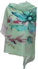 Тонкий шарф с цветами, зеленый цена и информация | Женские шарфы, платки | pigu.lt