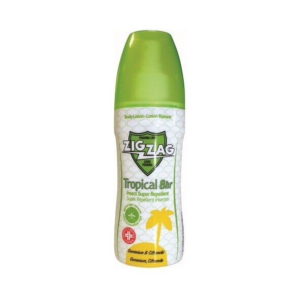 Apsauginis purškiklis nuo uodų Zig Zag Tropical 8Hr Insect Super Repellent, 100 ml цена и информация | Apsauga nuo uodų, erkių | pigu.lt