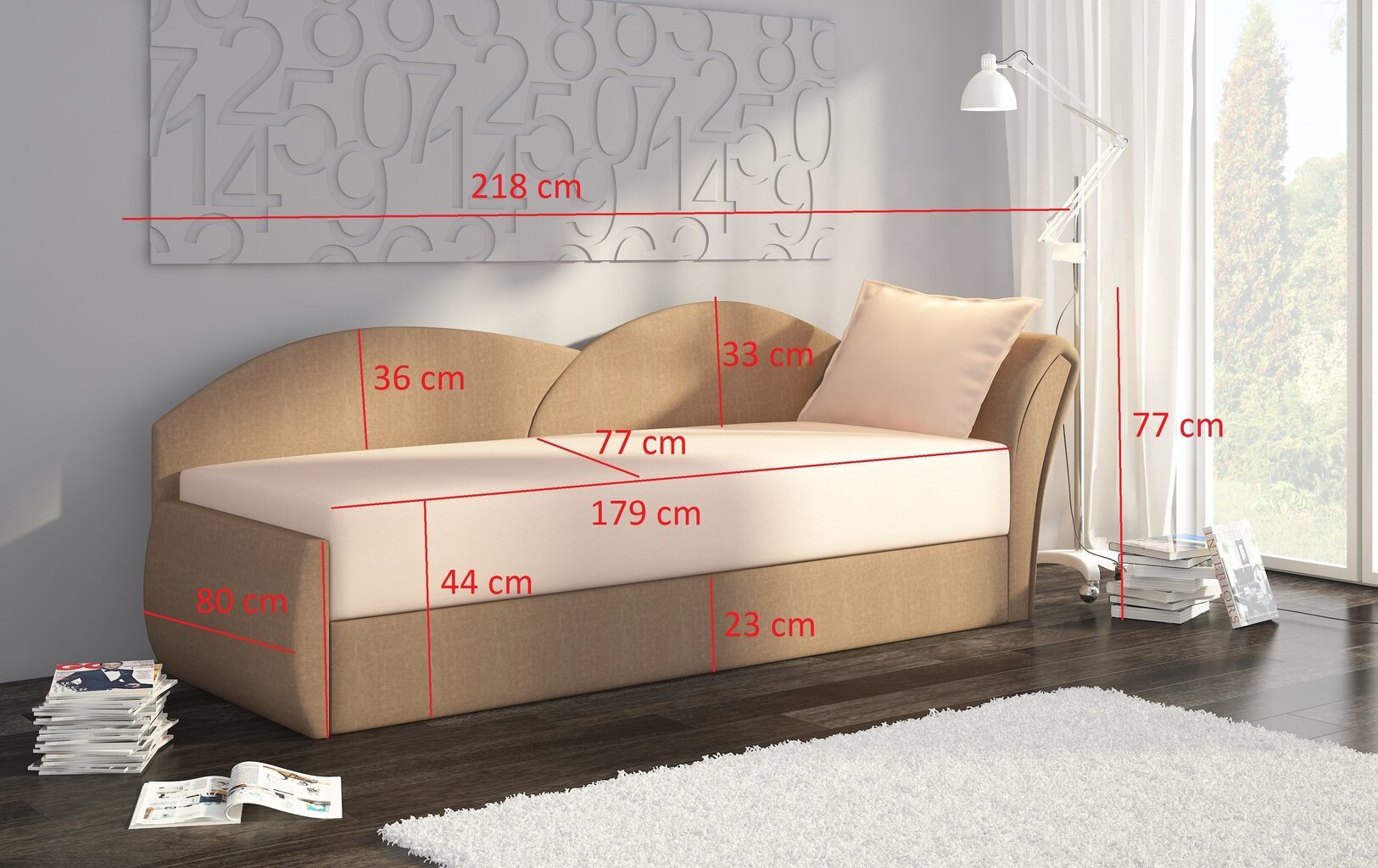 Sofa - lova NORE Aga, mėlyna/spalvota цена и информация | Sofos | pigu.lt