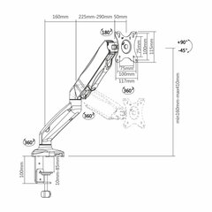 Настольная подставка для экрана Aisens DT27TSR-043 цена и информация | Кронштейны для монитора | pigu.lt