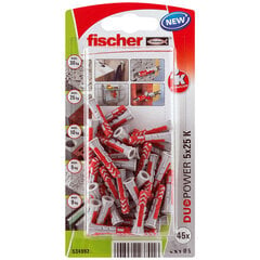 Шипы Fischer DuoPower 534992 Ø 5 x 25 mm Нейлон (45 штук) цена и информация | Механические инструменты | pigu.lt