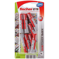 Шипы Fischer DuoPower 534995 Ø 10 x 50 mm Нейлон (8 штук) цена и информация | Механические инструменты | pigu.lt