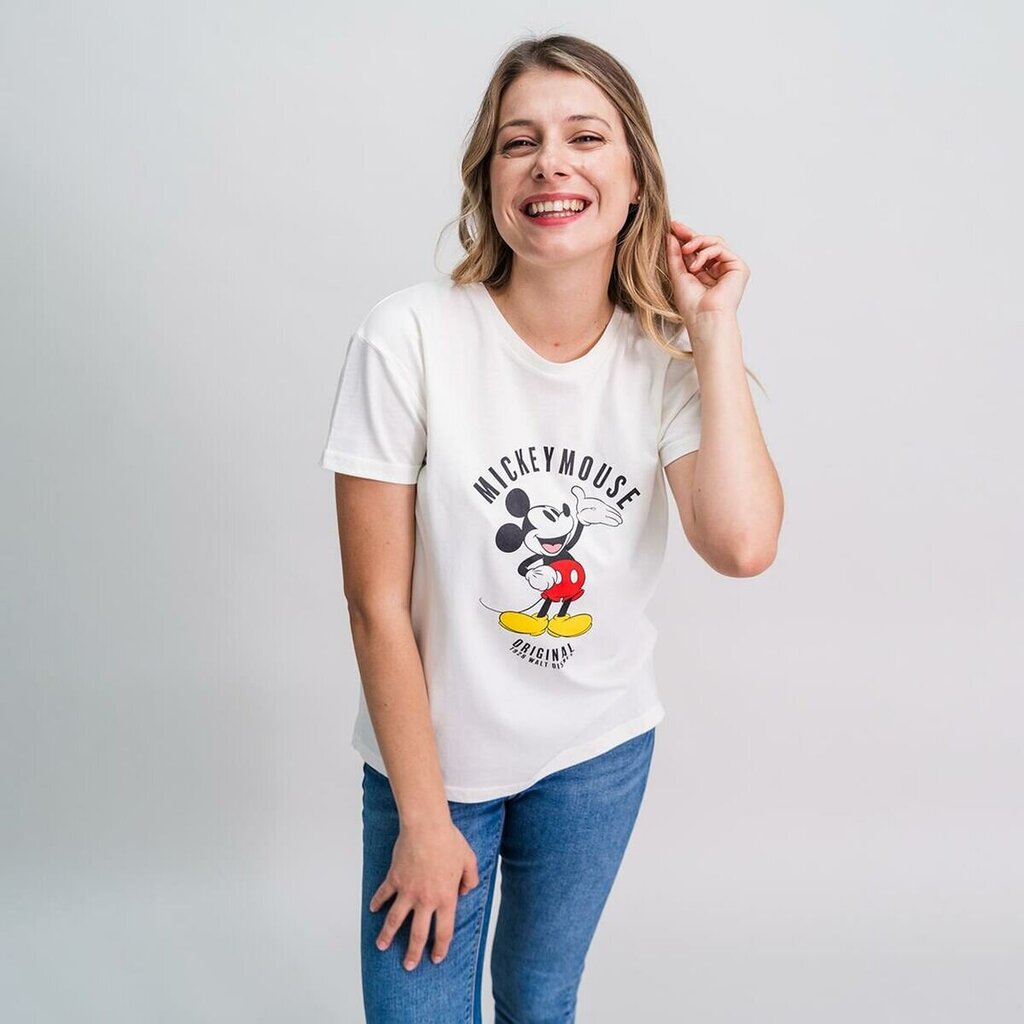 Marškinėliai moetrims Mickey Mouse, balti kaina ir informacija | Marškinėliai moterims | pigu.lt