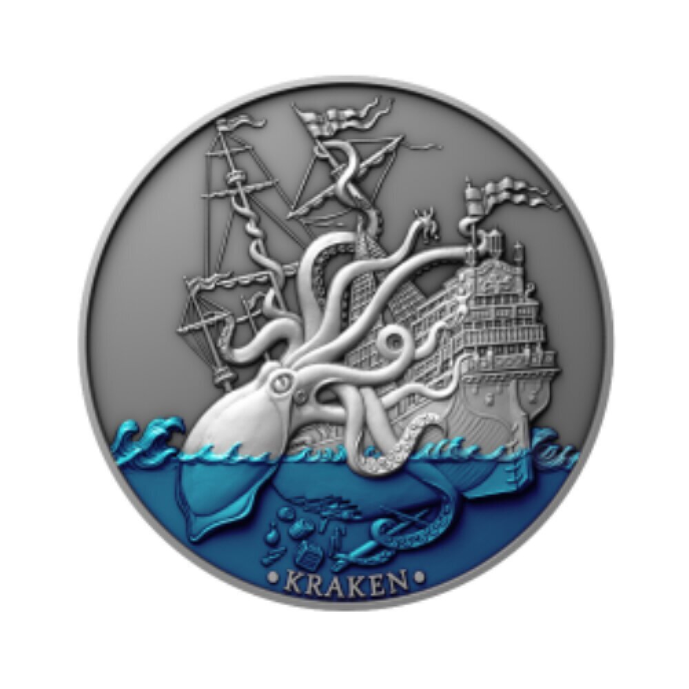 Sidabrinė moneta Jūrų Pabaisa Krakenas 2021 kaina ir informacija | Numizmatika | pigu.lt